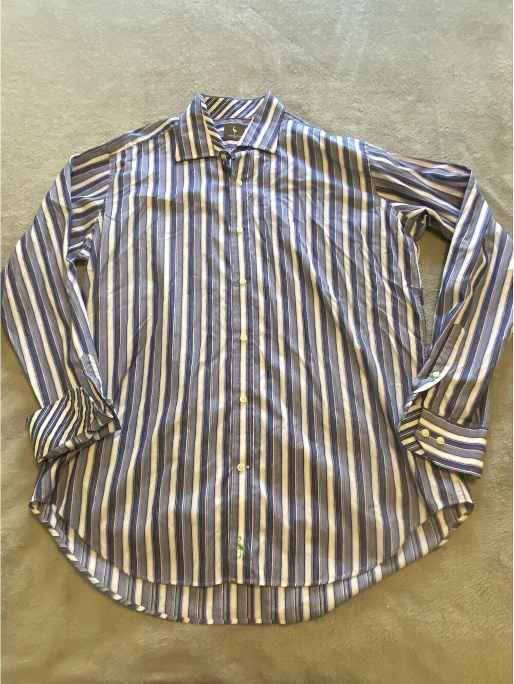 Tailorbyrd XL Shirt Men’s Blue White Purple Stripe Button Down Long Sleeve Logo